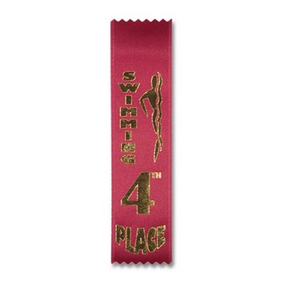 2"x8" 4th Place Stock Swimming Lapel Event Ribbon