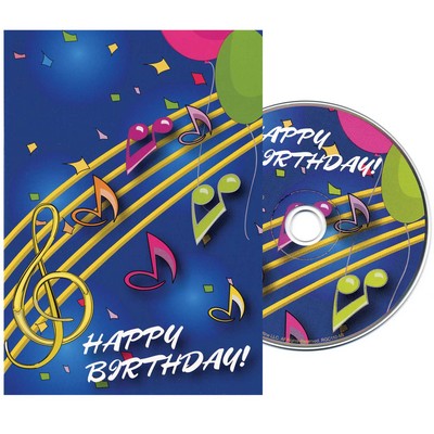 Music Notes Birthday Greeting Card with Matching CD