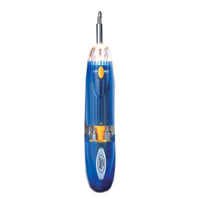 8 Piece Illuminated Compact Screwdriver (Blue)