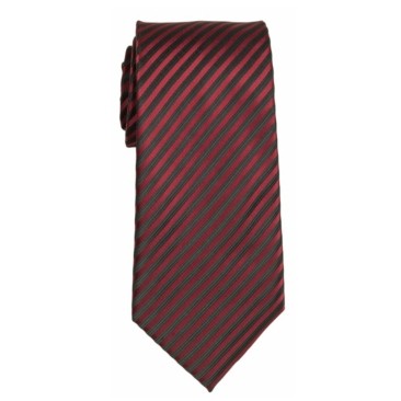 Stock Red/ Black Striped Polyester Tie