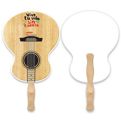 Guitar Shape Full Color Single Sided Paper Hand Fan