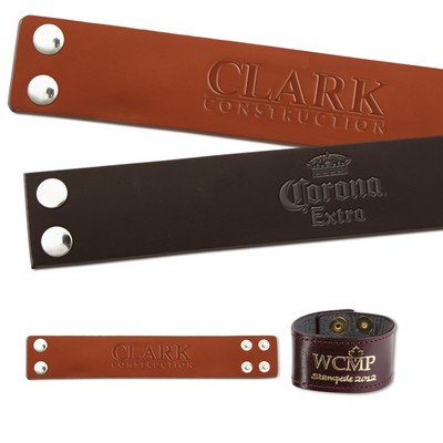 Stock Leather Bracelet with Embossed Logo (4 Snaps)