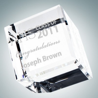 Beveled Diamond Cube Optical Crystal Award (Large)