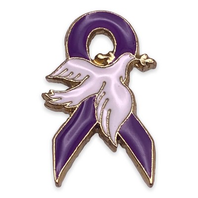 Purple Awareness Ribbon w/Dove Lapel Pin