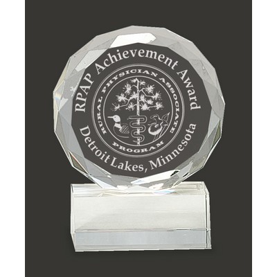 AGlow Crystal Facet Circle Award - 5'' H