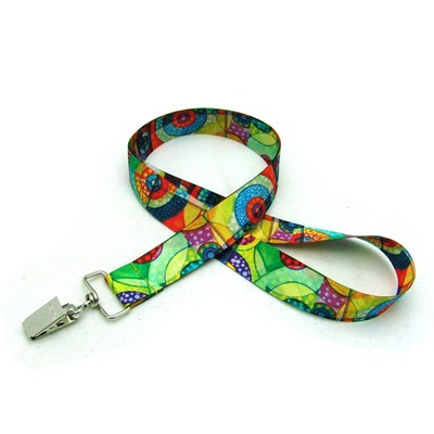 7/8" Digitally Sublimated Lanyard w/ Bulldog Clip