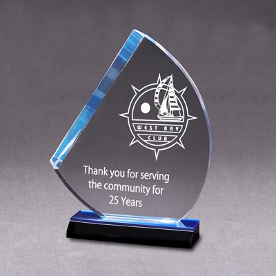 Acrylic Sail Award-Blue Mirrored Base-5"x8