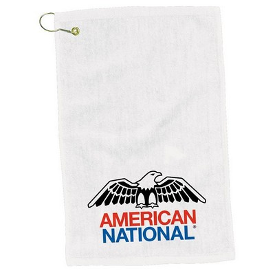 Turkish Hemmed White Golf Towel (12"x17")