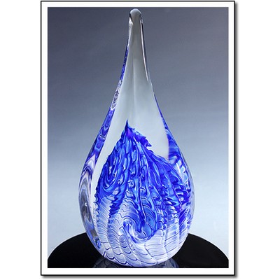 Glacier Art Glass Sculpture w/ Marble Base (6"x15")