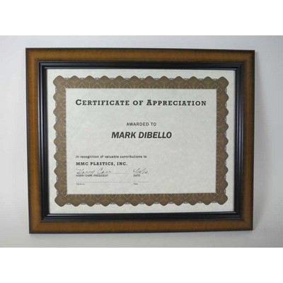 Pecan Wood Certificate Frame - 8.5x11