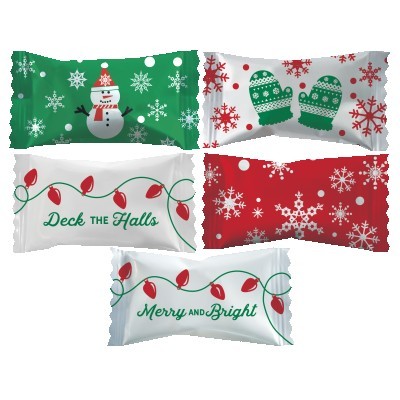 Hard Peppermint Balls In Merry & Bright Assortment Wrappers