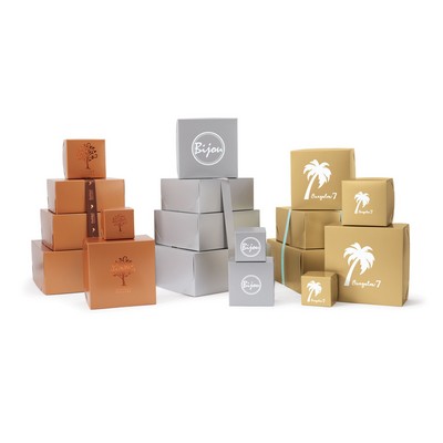 Metallic 2 Piece Lock Corner White Gift Boxes (10 1/2"x10 1/2"x5")