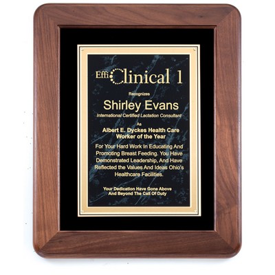 Walnut Plaque With Black Velour background, 9 1/2 x 11 1/2"