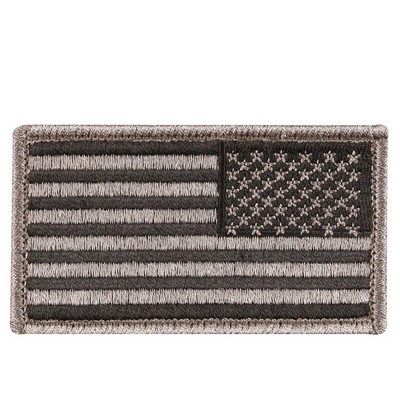 Khaki/Black Reverse U.S. Flag Patch w/Hook Back