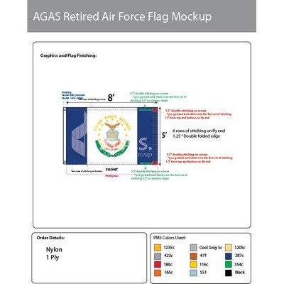 Air Force Retired Flags 5x8 foot