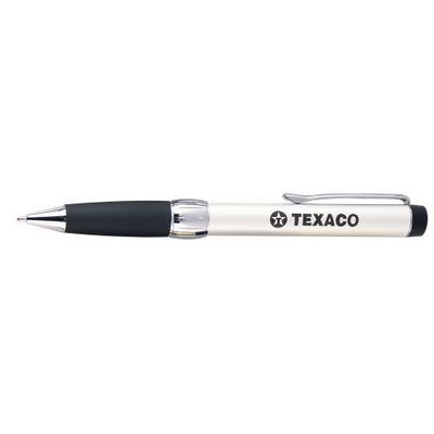 Black Twist Action Metal Ball Point Pen w/ Black Rubberized Grip