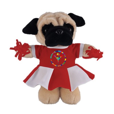 Soft Plush Stuffed Pug with Cheerleader Outfit