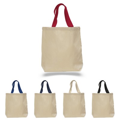 10oz Color Handle Gusset Tote ( Five Handle Colors Available