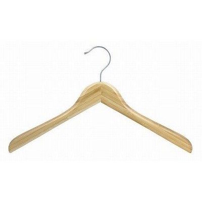 Contoured Natural & Chrome Wooden Coat Hanger