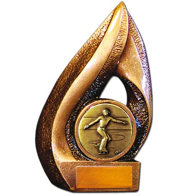 Stock Flame 7" Trophy with 2" Figure Skating Male Coin, Engraving Plate