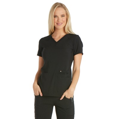 Cherokee® iFlex Women's V-Neck Knit Panel Shirt