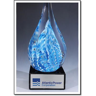 Atlantic Power Custom Art Glass Sculpture w/o Marble Base (3.5"x7")