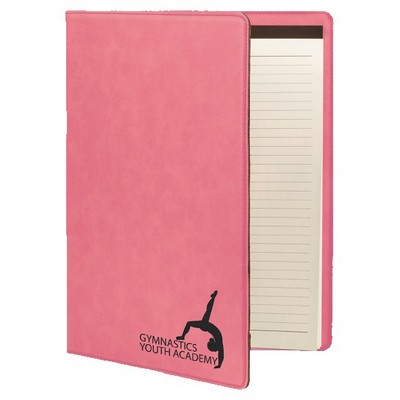 Portfolio with Notepad, Pink Faux Leather, 9 1/2" x 12"