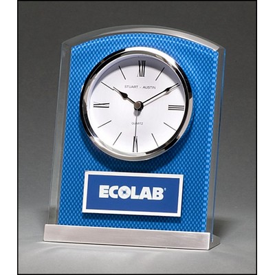 5" x 6.5" Glass Clock Award w/Aluminum Base