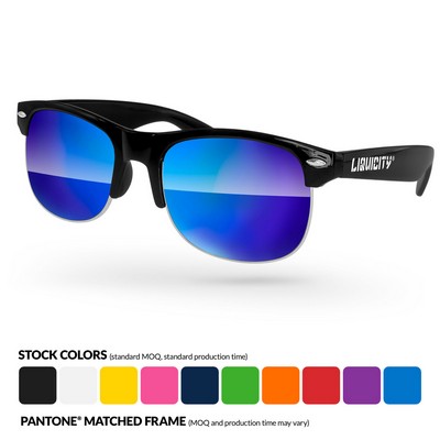 Club Sport Mirror Promotional Sunglasses w/ Temple Imprint