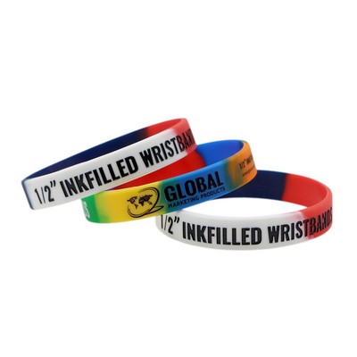 Debossed Ink Filled 1" Silicone Wristbands