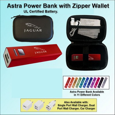 Astra Power Bank Gift Set in Zipper Wallet 3000 mAh - Red