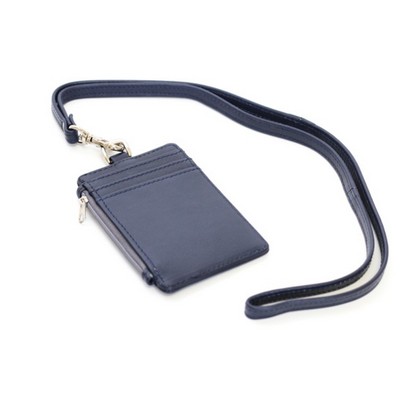 Ashlin® Designer Navy Blue Aulora Zippered I.D. Holder w/Lanyard