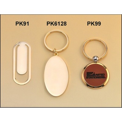 Keyring w/Leather Front & Brass Back