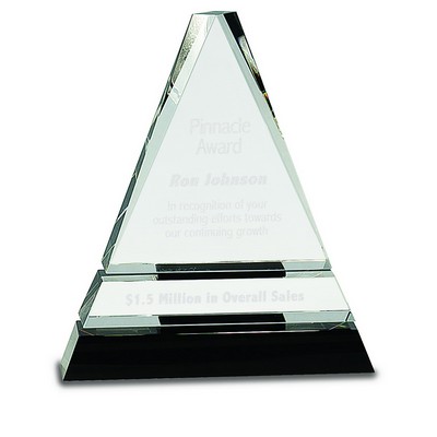 7 3/4" Clear Crystal Triangle on Black Crystal Pedestal Base