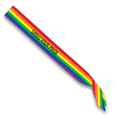 Rainbow Fabric Satin Sash w/ Custom Screen Printed Imprint