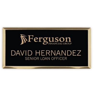 Engraved Metallic Name Badge - Black, 3 1/2" x 2"