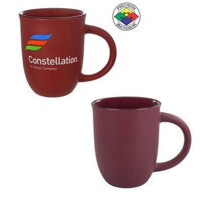 14 Oz. Satin Matte Maroon Contemporary Salem Mug w/Black Halo - Precision Spot Color