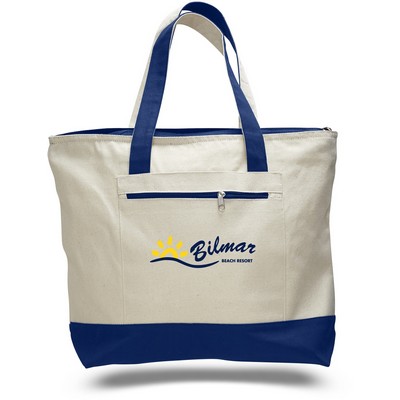 Canvas Zipper Tote Bag w/4.5" Gusset (18"x14")