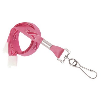 5/8" Pink Breast Cancer Awareness Ribbon Lanyard