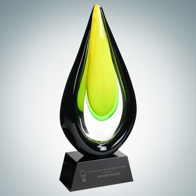 Art Glass Goldfinch Award w/Black Base (L)