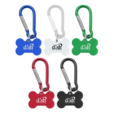 Bone Shaped Aluminum Pet Tag & Carabiner