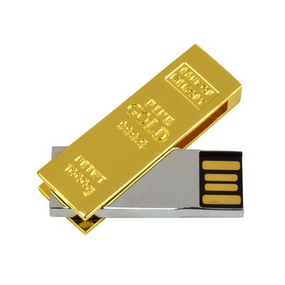 512 MB Gold Bar Swivel Flash Drive