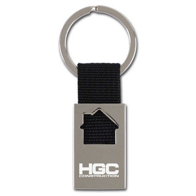 House Shape Keychain - Alloy With Fabric Strap