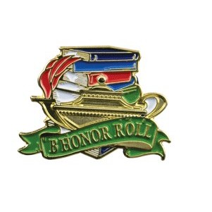 Bright Gold Educational B Honor Roll Lapel Pin (1-1/8")