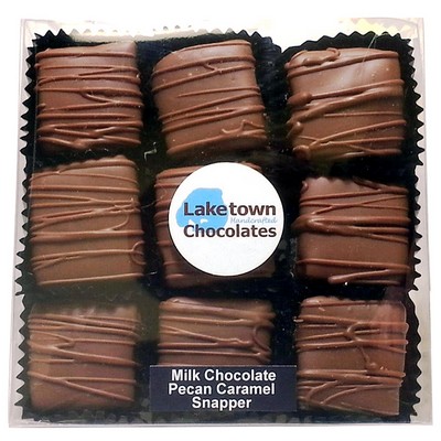 9 Piece Milk Chocolate Snapper Pecan Caramel Clusters Box