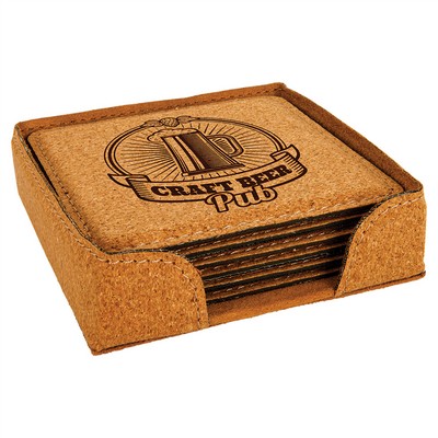 Square Cork 6-Coaster Set (4"x 4")