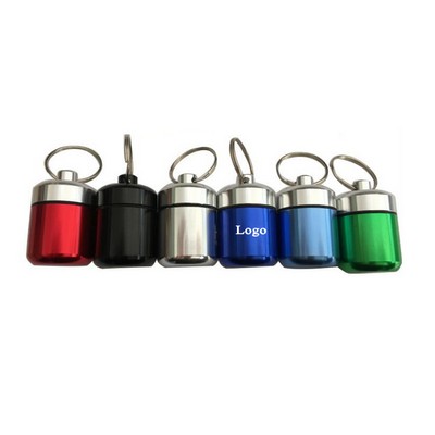 Mini Aluminum Alloy Pill Box w/Keychain