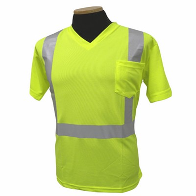 Hi-Vis Pocket V Neck T-Shirt, Class 2