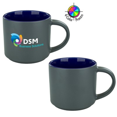 16 Oz. Two Tone Norwich Contemporary Mug w/Satin Graphite Exterior & Blue Interior - Full Color