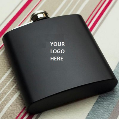 Matte Black Spray Paint SS Hip Flask 6oz